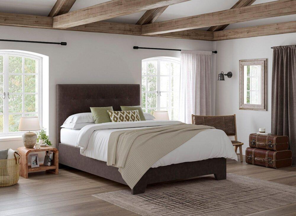 Jenkins Upholstered Ottoman Bed Frame in Vogue Brown